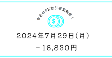 【2024年7月29日】FX収支取引記録｜月曜日また負けた