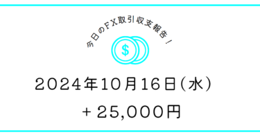 【2024年10月16日】FX収支取引記録｜チャンスが少ない、活かせない