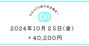 【2024年10月25日】FX収支取引記録｜最近のモチベあげ