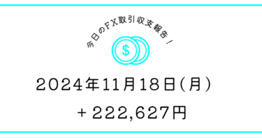 【2024年11月18日】FX収支取引記録｜連打でかなりやられた、打ち過ぎた、、、