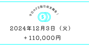 【2024年12月3日】FX収支取引記録｜また1時過ぎに減らした